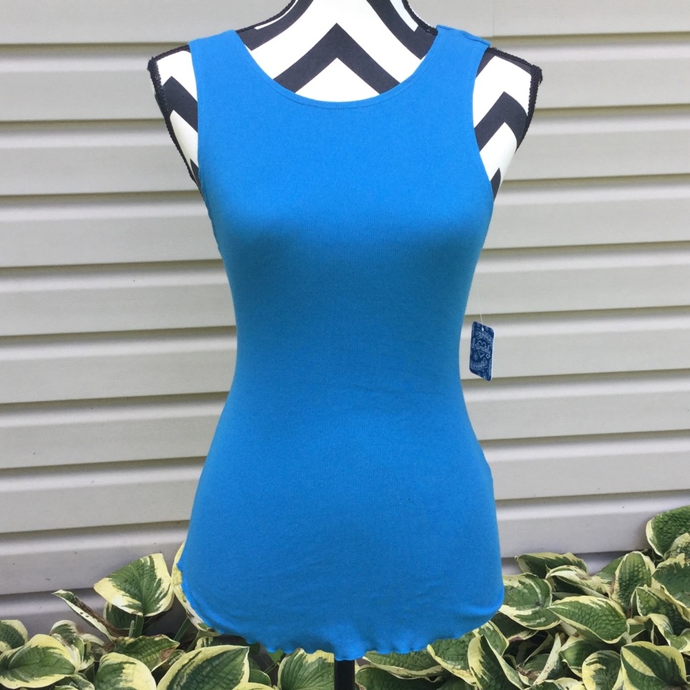 NWT Free People Blue Pfeiffer Twist Open Back Tank - Picture 6 of 8